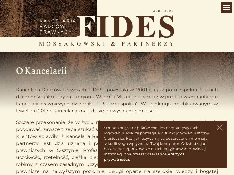 KANCELARIA RADCÓW PRAWNYCH FIDES MOSSAKOWSKI & LIPIŃSKA I PARTNERZY